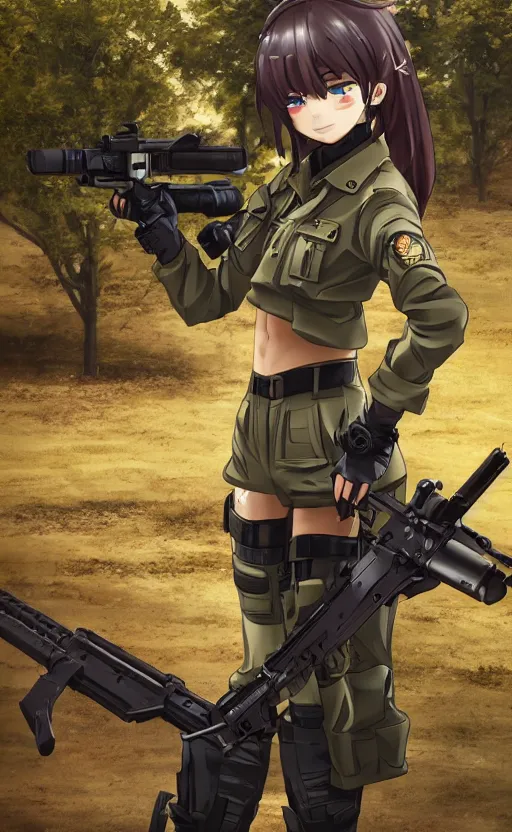 Prompt: portrait of a female soldier, highly detailed, high resolution, military camp in the background, anime figure style, stunning, girls frontline style, bokeh soft, 3d rendering, guilty gear strive graphics, 100mm, award winning photography, by professional photographer, realistic human anatomy, realistic military carrier, modern warfare, realistic weapon, shot with a arriflex 35 ii, low saturation, small eyes