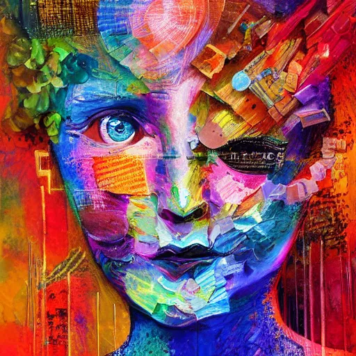 Prompt: the mind is overloaded by reality, humanity, sensory processing overload, trending, digital painting, oil painting marks, very award - winning
