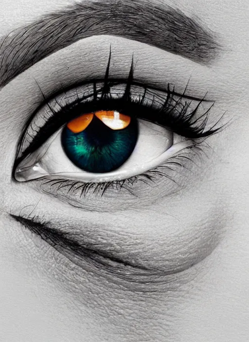 Image similar to portrait of a stunningly beautiful eye, all styles combined and multiplied