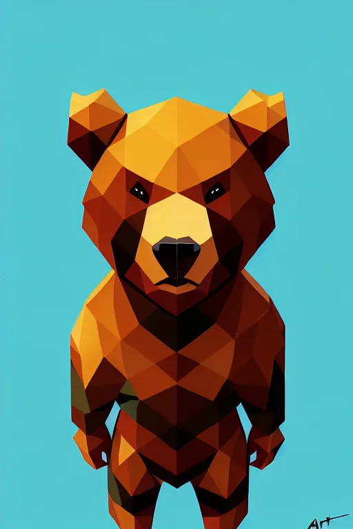 Image similar to isometric bear by Artgerm and WLOP, Pixiv