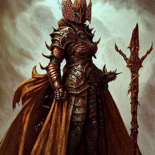 Prompt: character portrait of scorn woman with harelequin icthyosis wearing knightly armor from mortal shell, lich king, scorn, by h r geiger and beksinski, grim dark, rembrandt, cg society, tone mapping
