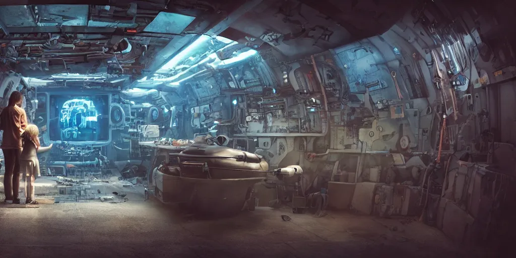 photograph of a cyberpunk submarine interior set with | Stable ...