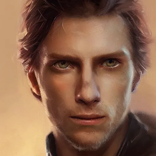 Image similar to portrait of a man by Greg Rutkowski, Cade Skywalker from Star Wars Expanded Universe, he is about 30 years old, messy blond hair, wearing a leather jacket, highly detailed portrait, digital painting, artstation, concept art, smooth, sharp foccus ilustration, Artstation HQ