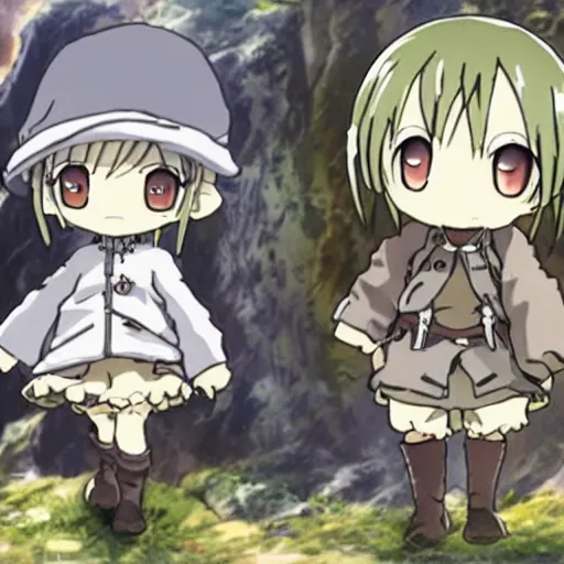 Cute chibi artwork of made in abyss characters