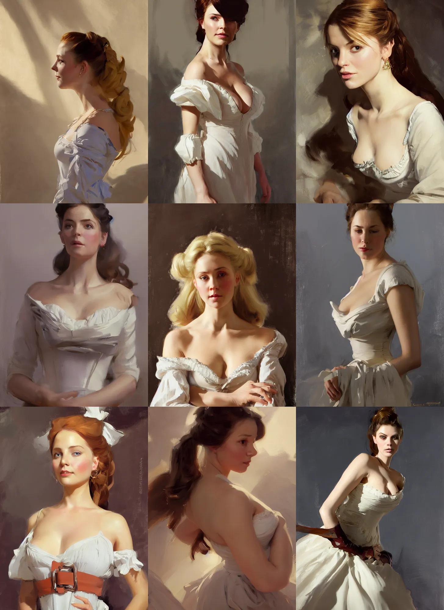 Image similar to portrait of a beautiful finnish norwegian swedish scandinavian attractive glamour model wearing 1 7 th century french off - the - shoulder neckline bodice with low neckline, jodhpurs greg manchess painting by sargent and leyendecker, studio ghibli fantasy medium shot asymmetrical intricate elegant matte painting illustration hearthstone, by greg rutkowski by greg tocchini by james gilleard