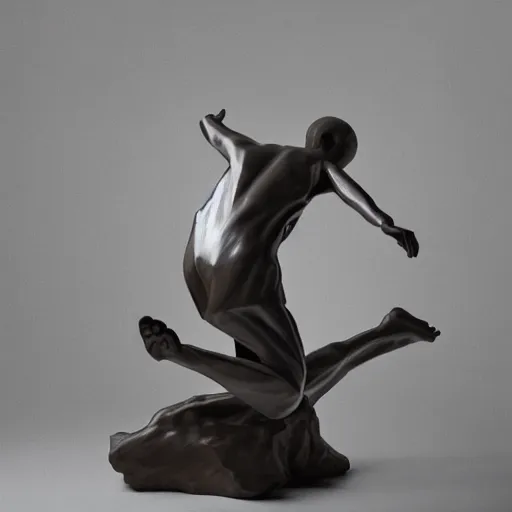 Prompt: this sculptor captures motion incredibly beautifully