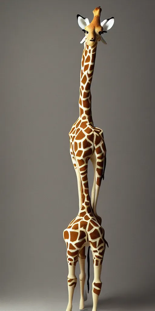 Image similar to giraffe with angel wings on its back, full body shot, wings, by studio ghibli