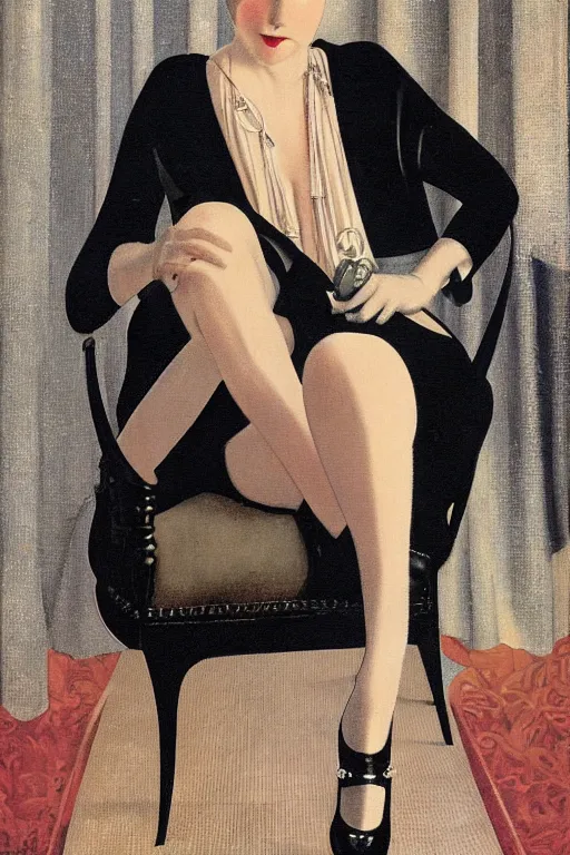 Image similar to a oil painting depicting a Jazz Age high society figure, 1920s style, smooth, highly detailed, high contrast, Coles Phillips, Dean Cornwell, JC Leyendecker, 8K