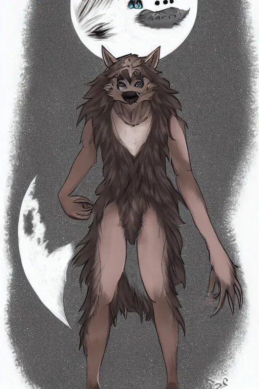 Image similar to a werewolf, fursona!!!!, by kawacy, trending on furaffinity, full body, furry art