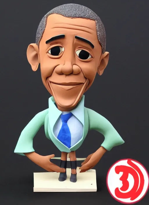 Image similar to barack obama as a cute cartoon character, 3 d clay figure, kawaii