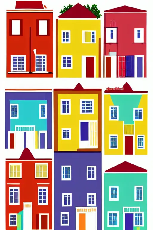 Prompt: minimalist boho style art of colorful houses in istanbul, illustration, vector art