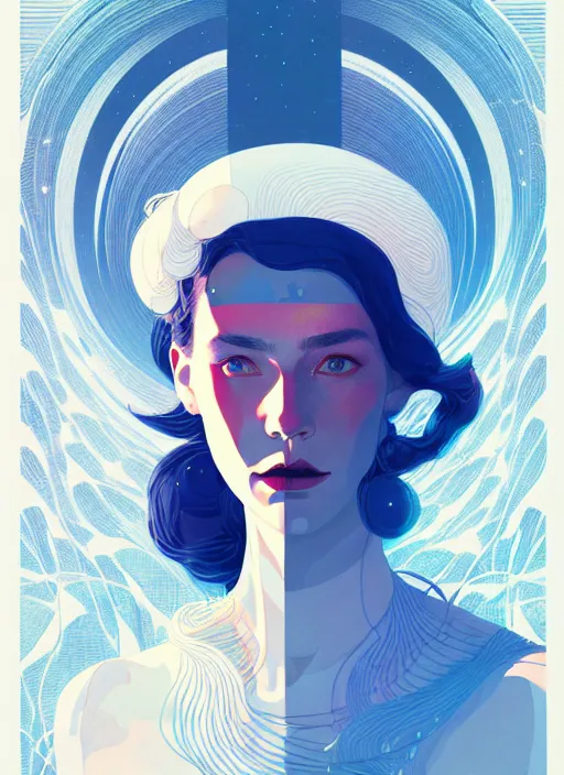 Prompt: portrait of beautiful nordic woman wearing white smokin, blue eyes, artstation winner by victo ngai, kilian eng and by jake parker, by conrad roset, swirly vibrant color lines, winning award masterpiece, fantastically gaudy, aesthetic octane render, 8 k hd resolution