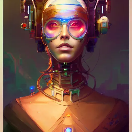 Image similar to a portrait of a beautiful cybernetic hippie, cyberpunk concept art by pete mohrbacher and wlop and artgerm and josan gonzales, digital art, highly detailed, intricate, sci-fi, sharp focus, Trending on Artstation HQ, deviantart, unreal engine 5, 4K UHD image