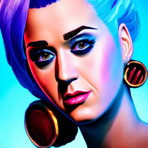 Prompt: katy perry portrait, borderlands, tales from the borderlands, the wolf among us, comic, cinematic lighting, studio quality, 8 k