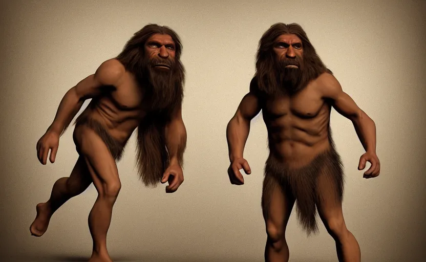 Image similar to made a photorealistic of neanderthal became a prophet and many people follow him, perfect dynamic posture, perfect dynamic pose, perfect dynamic form, pinterest, perfect dynamic position, award winning photo by national geographic, and pulittzer winner, bokeh, reduce duplication interference