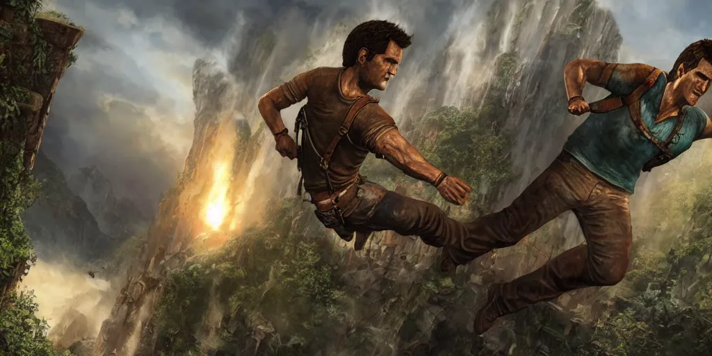 Image similar to very detailed concept art of uncharted, detailed, sharp