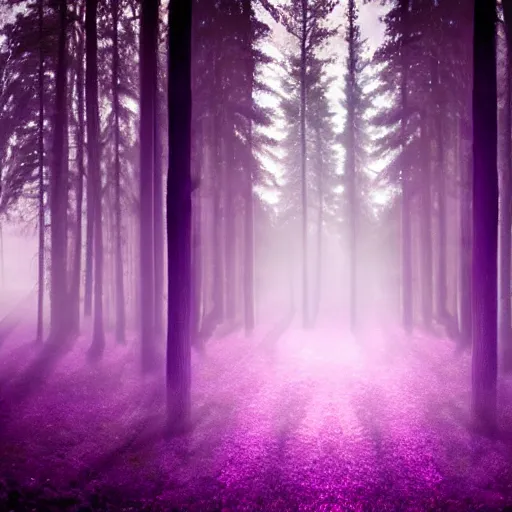 Image similar to purple portal inside the dark forest, glowing, vibe, unsettling atmosphere, stressfull, cinematic, epic, high detail