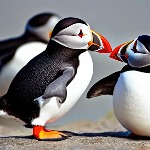 Prompt: puffin and penguin