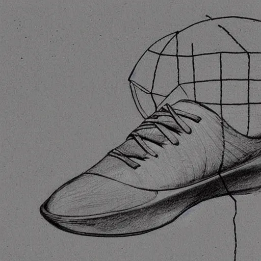 Image similar to Futuristic running shoes, sketch by Leonardo DaVinci