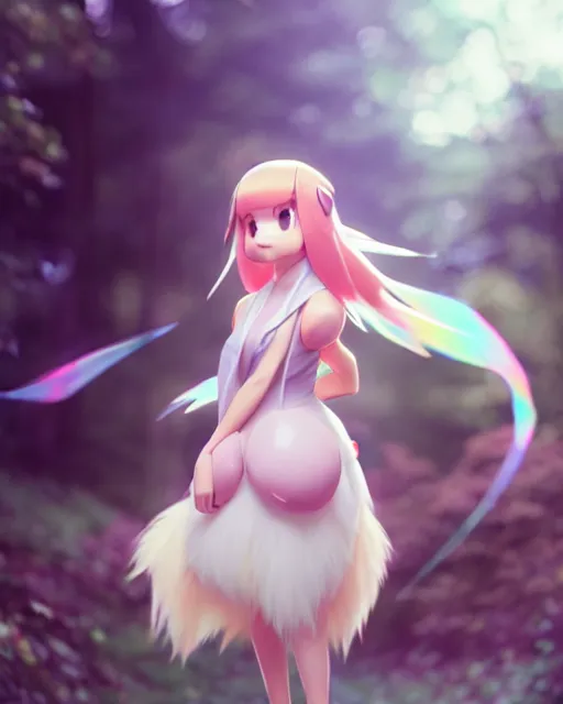 Prompt: photo of eevee pokemon humanisation, fully dresse, film still, dslr, by greg rutkowski, ross tran, artgerm, wlop glossy skin, pearlescent, very coherent, cute