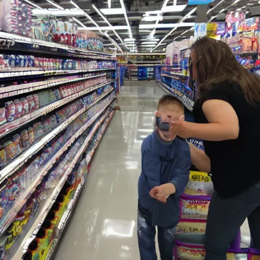 Prompt: skeleton shopping at walmart