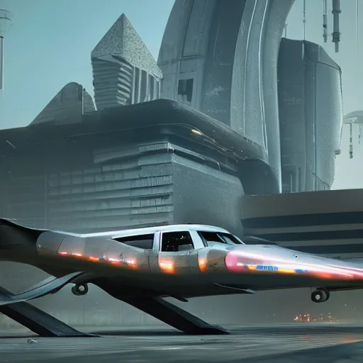 Prompt: cyberpunk alien concept of the a - team van with airplane wings in both sides, flying in the sky of egypt, futuristic look, highly detailed body, very powerful, photorealistic camera shot, crisp quality and light reflections, unreal engine 5 quality render