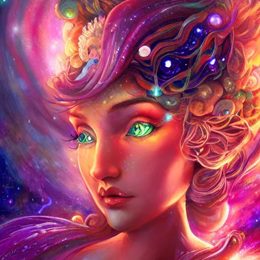 Image similar to Goddess of galaxies, ambient lighting, 4k, josephine wall, lois van baarle, ilya kuvshinov, rossdraws, artstation