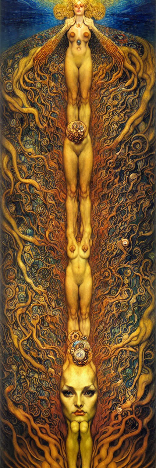 Image similar to Divine Chaos Engine by Karol Bak, Jean Delville, William Blake, Gustav Klimt, and Vincent Van Gogh, symbolist, visionary