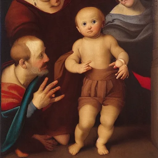 Image similar to Renaissance painting portrait of a baby