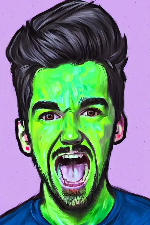 Image similar to Sean McLoughlin, jacksepticeye, irish youtuber, solo portrait, yelling really loud 🎨🖌️