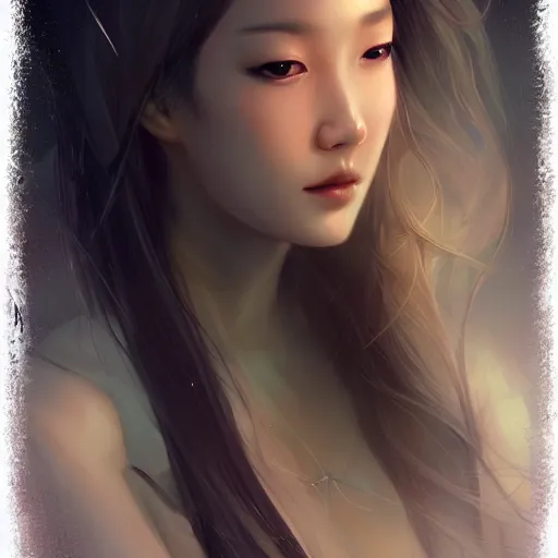 Prompt: Lee Jin-Eun by Charlie Bowater, rule of thirds, seductive look, beautiful,