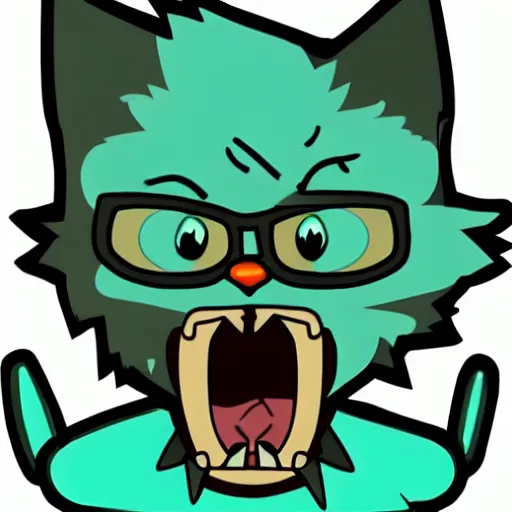 Image similar to a cat in the style of rick sanchez from rick and morty