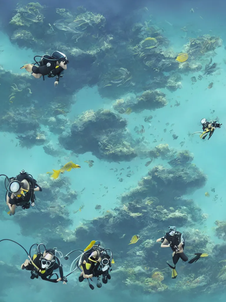 Image similar to scuba diving by disney concept artists, blunt borders, rule of thirds