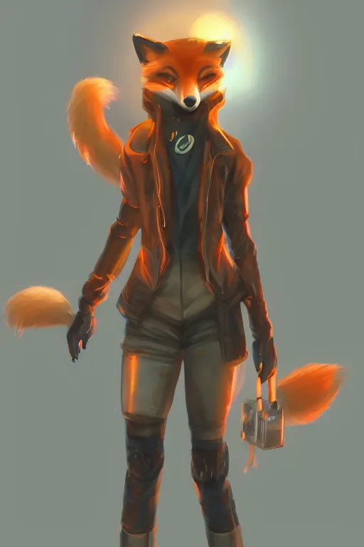 Image similar to a fox fursona, trending on artstation, by kawacy, furry art, digital art, cyberpunk, high quality, backlighting