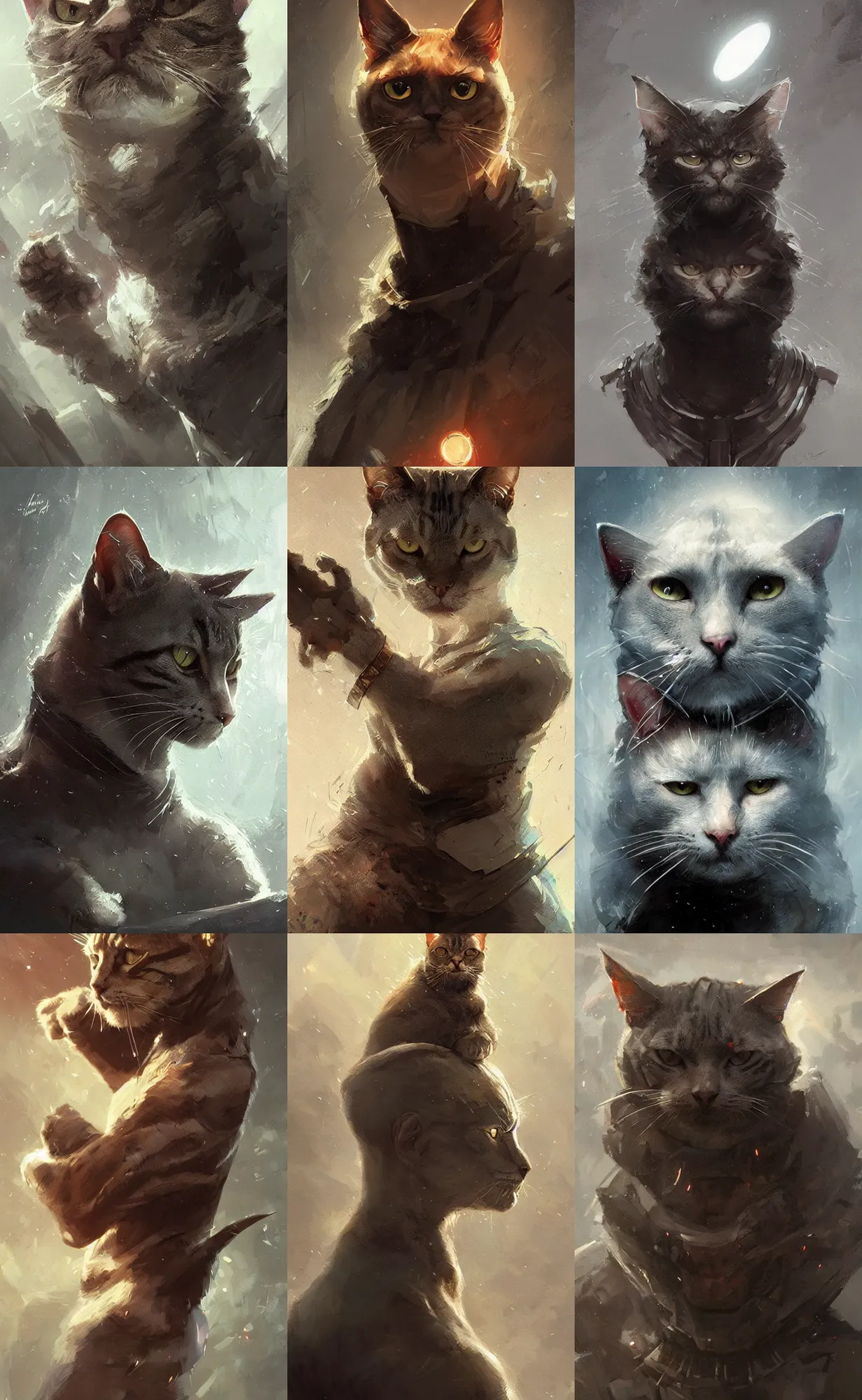 Prompt: a cat as professor x, concept art, detailed face, fantasy, highly detailed, cinematic lighting, digital art painting by greg rutkowski