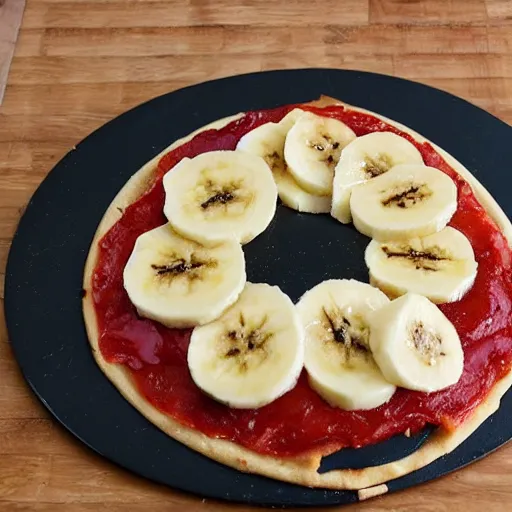 Prompt: banana flavor pizza