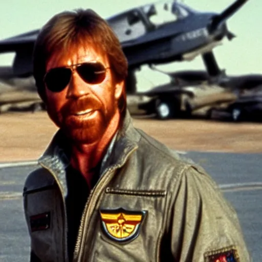 Image similar to chuck norris in top gun new generation movie scene, realistic, hdr, clear image, hdd, rtx on, dynamic lighting,