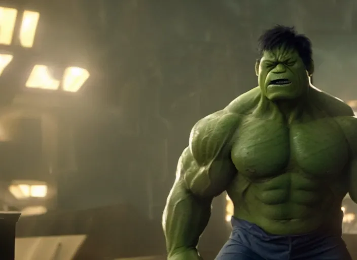 Image similar to film still of Hulk going bowling in Avengers Endgame, 4k