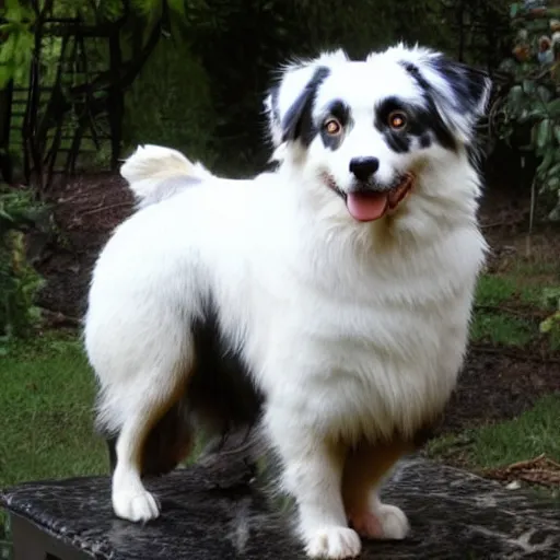 Image similar to photo of marble statue of an australian shepherd