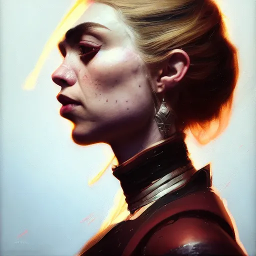 Image similar to side portrait of imogen poots, deathknight, organic painting, matte painting, bold shapes, hard edges, aesthetic octane render, unreal engine, trending on artstation, by greg manchess, huang guangjian, gil elvgren, sachin teng, greg rutkowski, magali villeneuve, artgerm, jeremy lipkin, michael garmash, rey