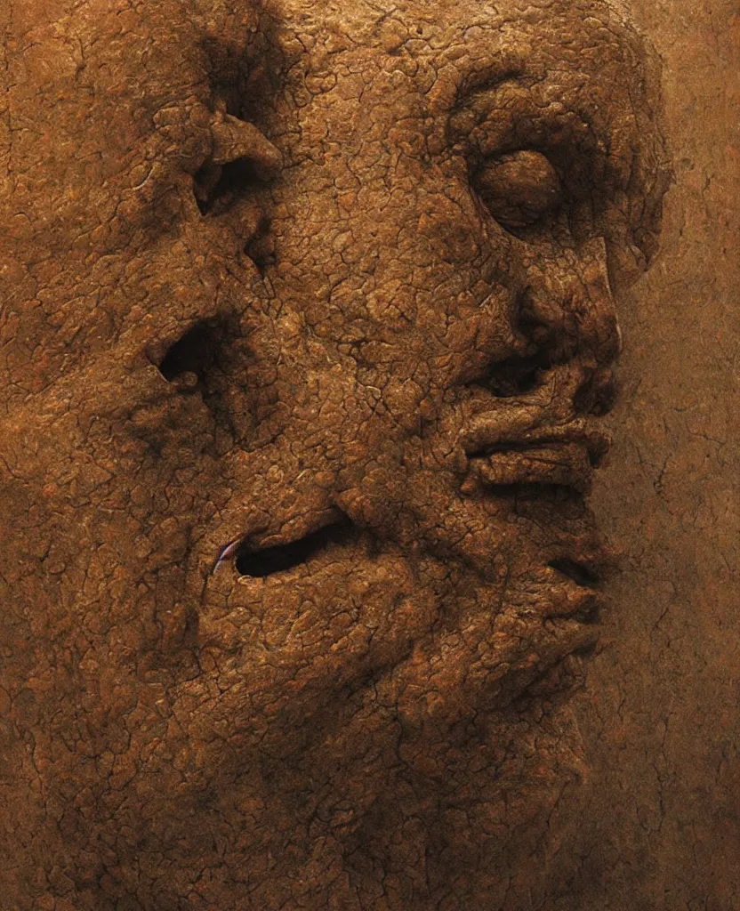 Image similar to giant head sculpture in the hell by zdislaw beksinski