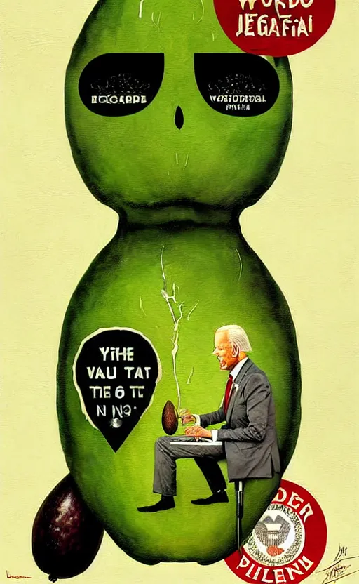 Image similar to joe biden avocado painting propaganda poster by chiara bautista, beksinski and norman rockwell and greg rutkowski weta studio, and lucasfilm