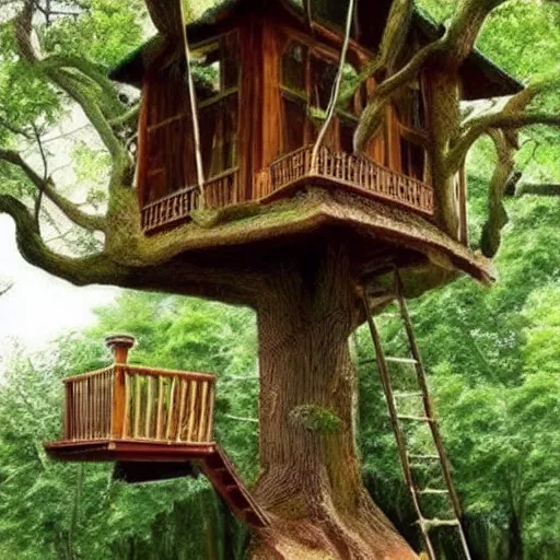 Prompt: a really cool tree house realistic