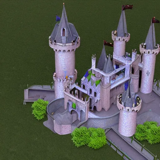 Image similar to a fantasy castle designed by Hugh Ferris