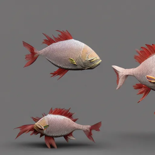 Image similar to fish Pokémon, 3d model, unreal engine, render, studio