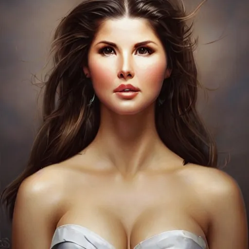 Image similar to amanda cerny in the style of stefan kostic, realistic, full body, sharp focus, 8 k high definition, insanely detailed, intricate, elegant, art by stanley lau and artgerm