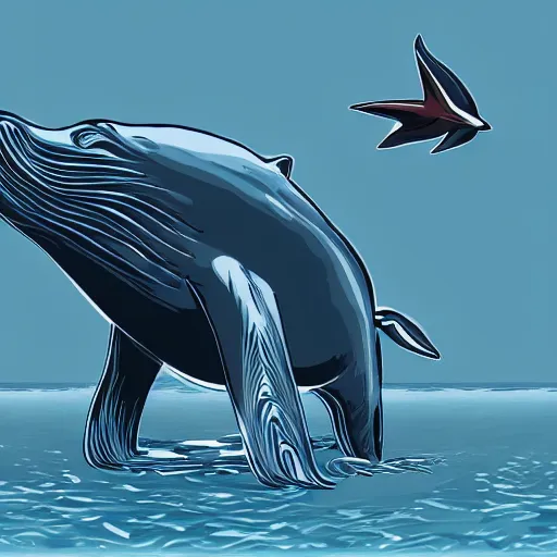 Image similar to a whale that is mutated with a buffalo, digital art, concept art