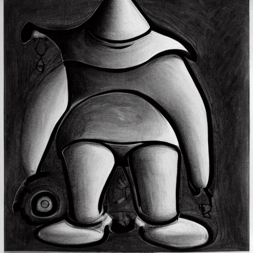 Image similar to black and white dada artwork of the golem from prague