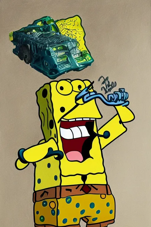 Prompt: 50% spongebob, 50% Mark Wahlberg oil on canvas, intricate, portrait, 8k highly professionally detailed, HDR, CGsociety