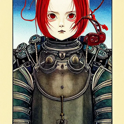 Image similar to prompt : portrait of knight painted in miyazaki color style drawn by katsuhiro otomo and takato yamamoto, inspired by fables, china doll face, smooth face feature, intricate oil painting, high detail, sharp high detail, manga and anime 2 0 0 0